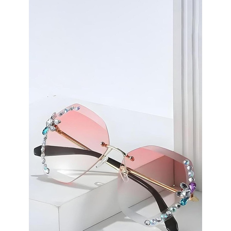 DEXENT COLLECTION Women Pink Lens & Gold-Toned Butterfly Sunglasses with