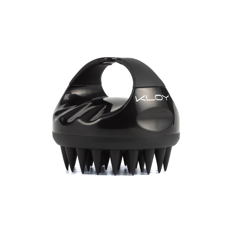 KLOY Black Hair Scalp Massager Exfoliator Shampoo Brush With Soft Silicone Bristles