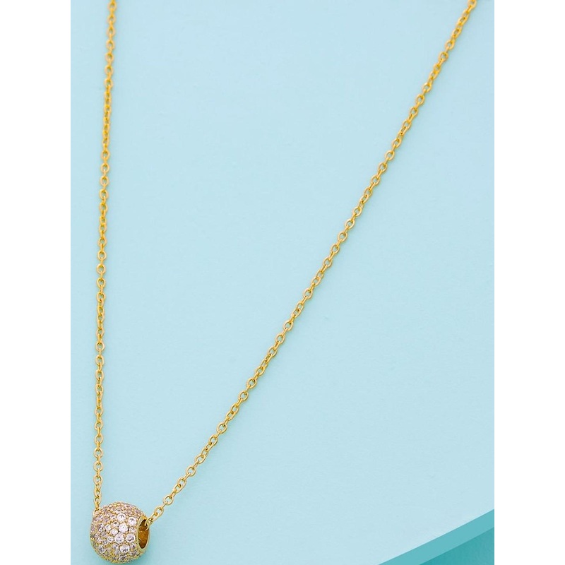 Kushal’s Fashion Jewellery Gold-Plated Zircon Studded Circular Pendant With Chain