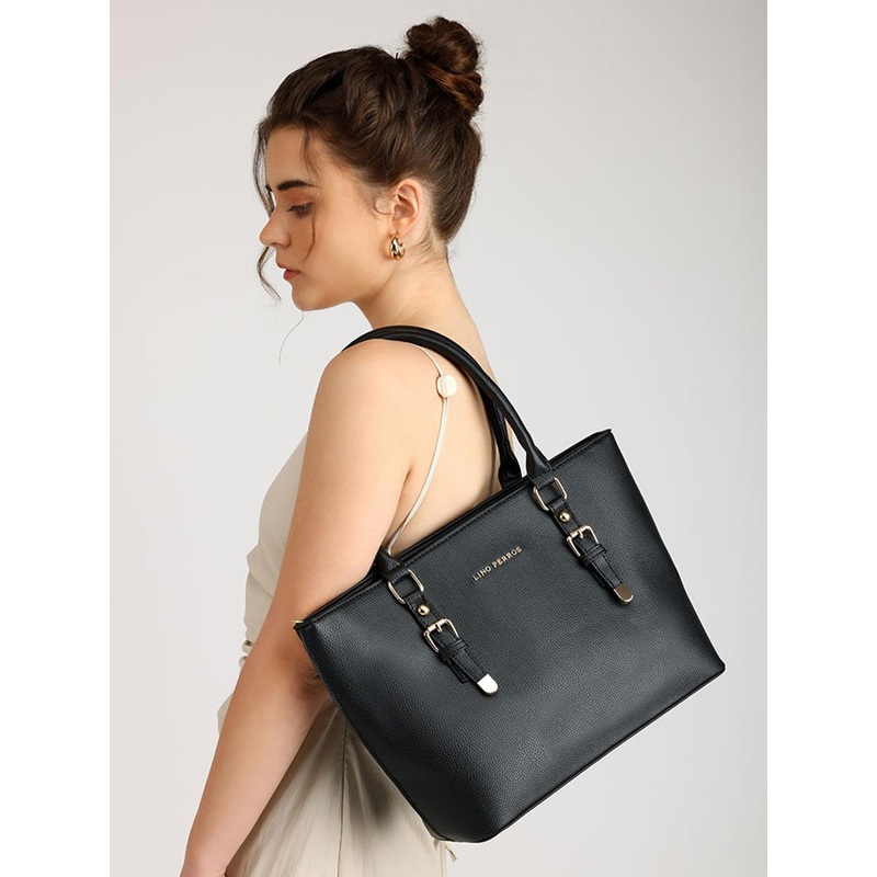 Lino Perros Black Solid Shoulder Bag