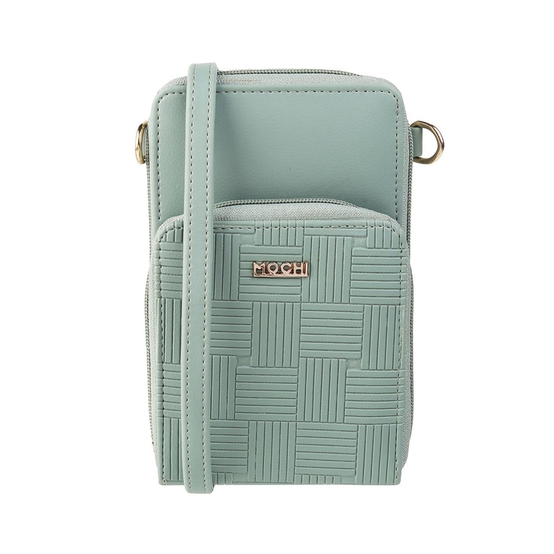 Mochi Women Green & Gold-Toned Geometric Zip Around Wallet