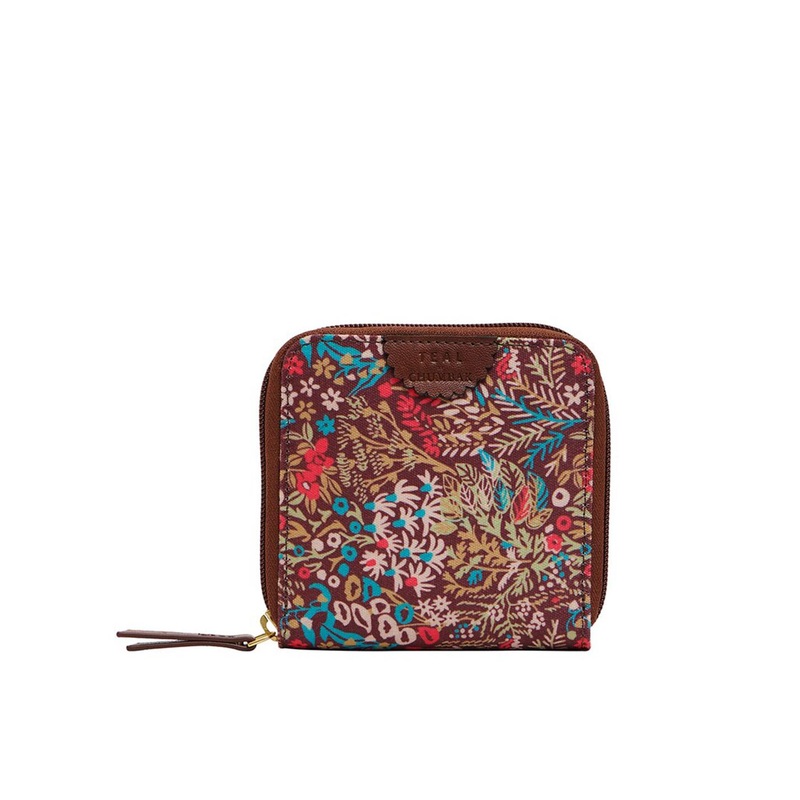 TEAL BY CHUMBAK Women Floral Printed Canvas Zip Around Wallet