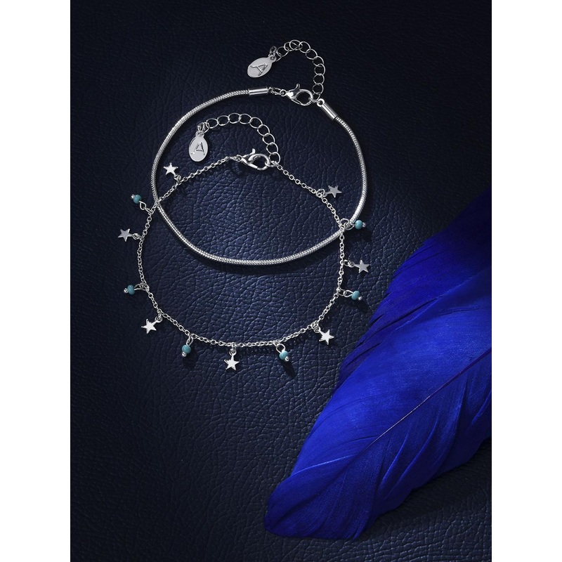 Accessorize Set Of 2 Star Beaded Anklet