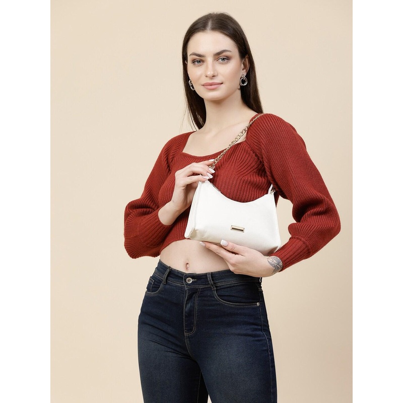 DressBerry White Structured Shoulder Bag