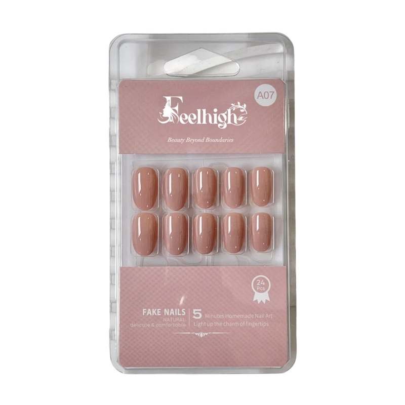 FEELHIGH 24-Pcs Stick On Reusable Waterproof Press On Nails – A07