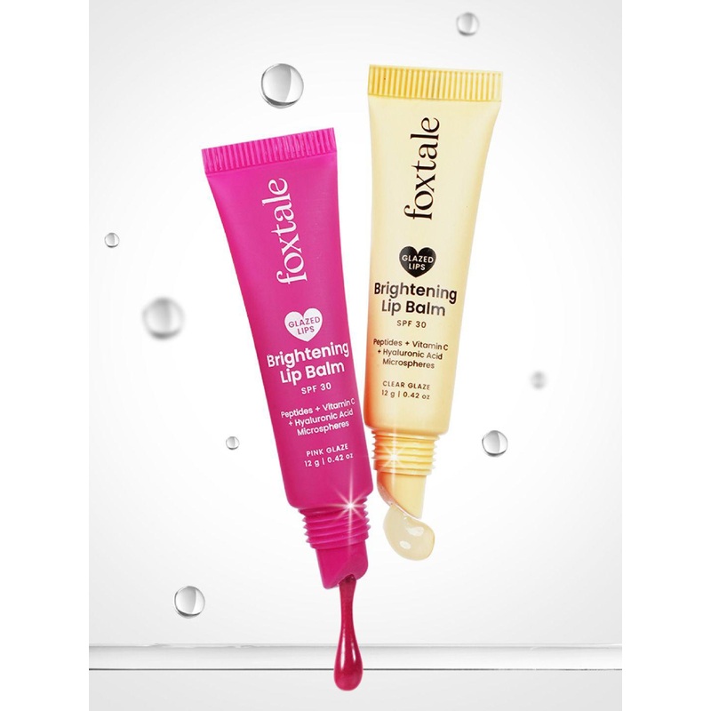 FoxTale SPF 30 Brightening Lip Balm with Peptides & Vit C-Clear & Pink Glaze-12g