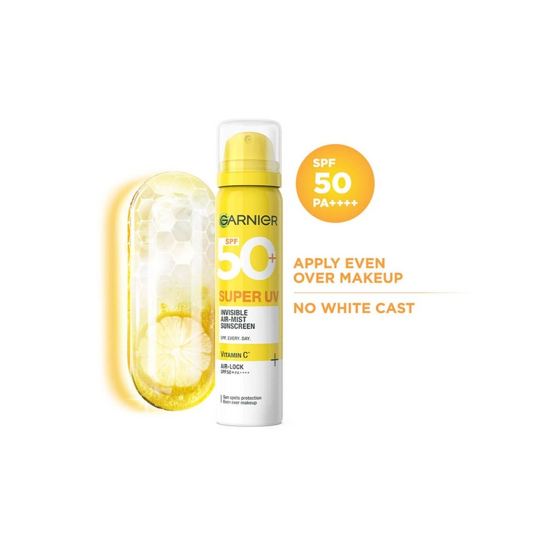 Garnier Super UV Invisible Air-Mist Sunscreen SPF50 PA++++ -99% Sun Damage Protection 75ml