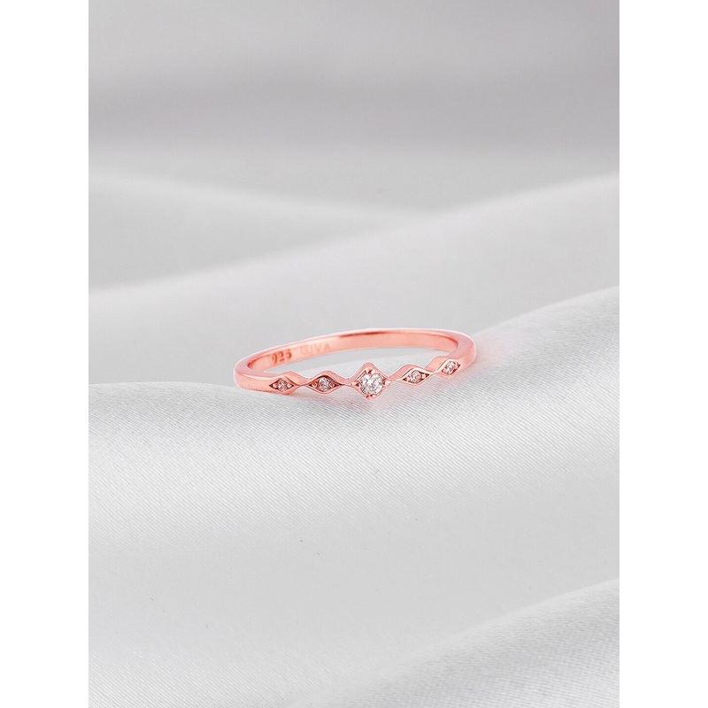 GIVA Women 925 Sterling Rose Gold-Plated Cubic Zirconia Studded Finger Ring