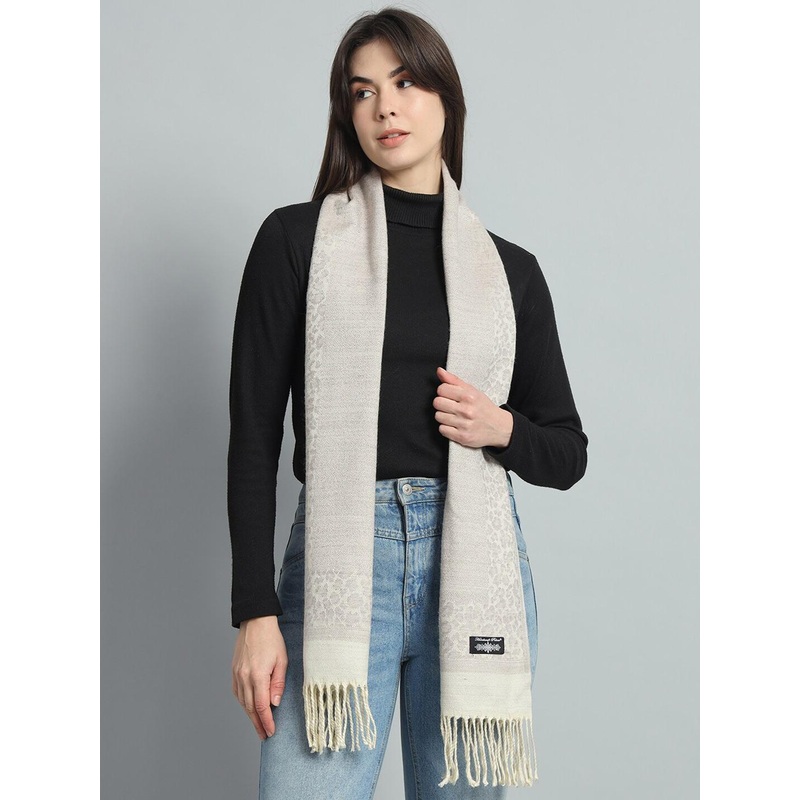 HANDICRAFT PALACE Animal Printed Tasselled Reversible Woven Wool Scarf