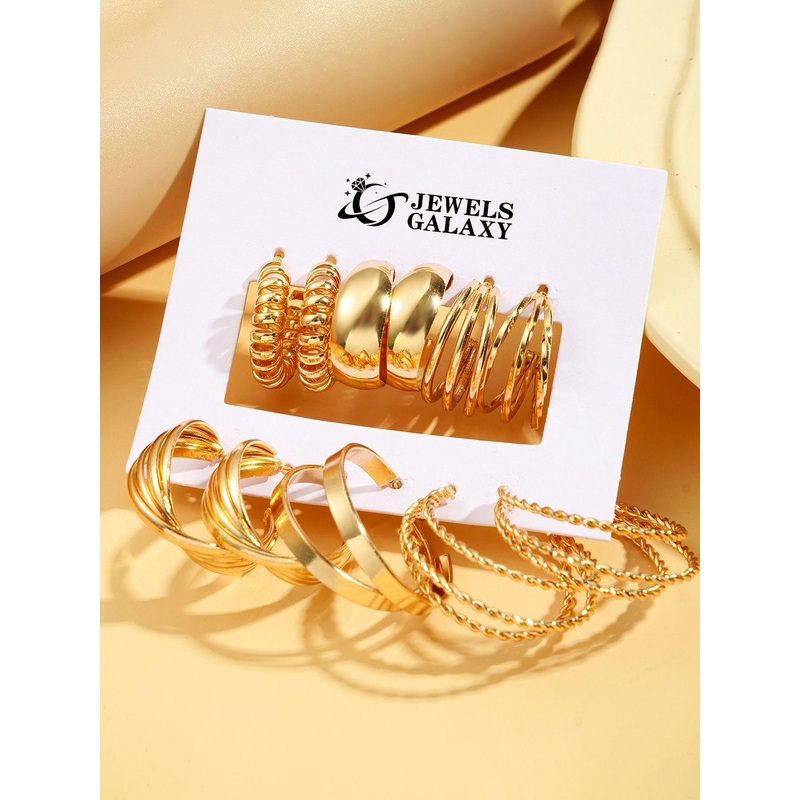 Jewels Galaxy Set of 6 Gold Plated Hoop Earrings