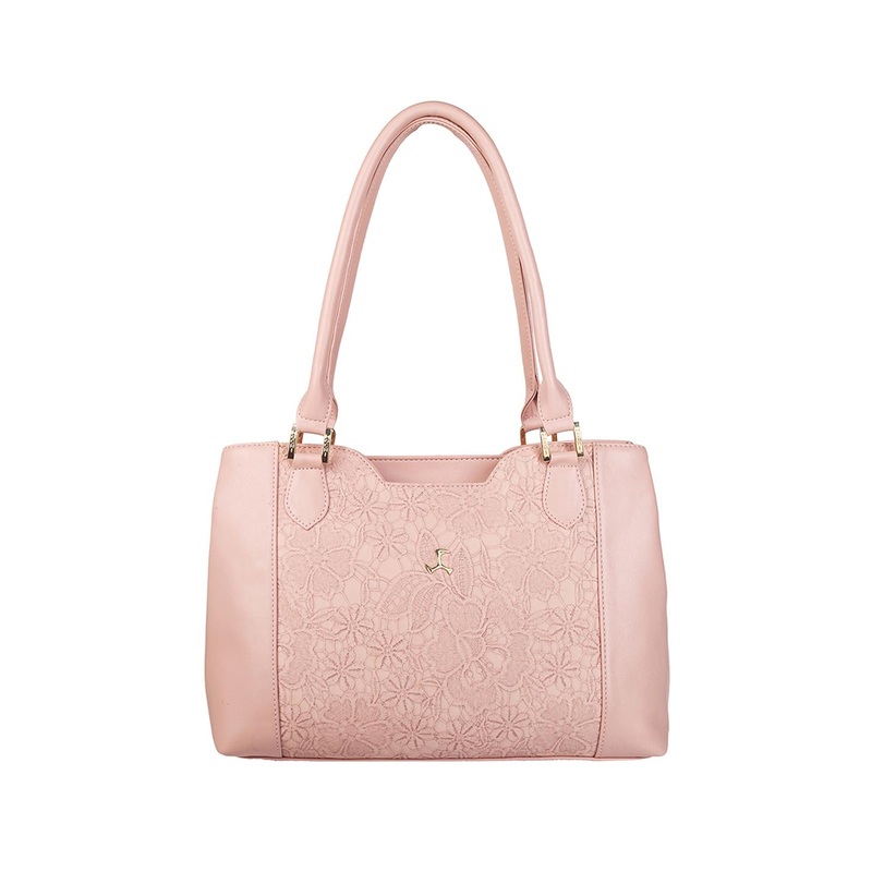 Mochi Women Pink Textured PU Structured Shoulder Bag