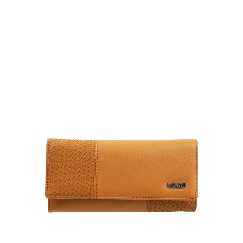 Mochi Yellow & Brown Textured Purse Clutch