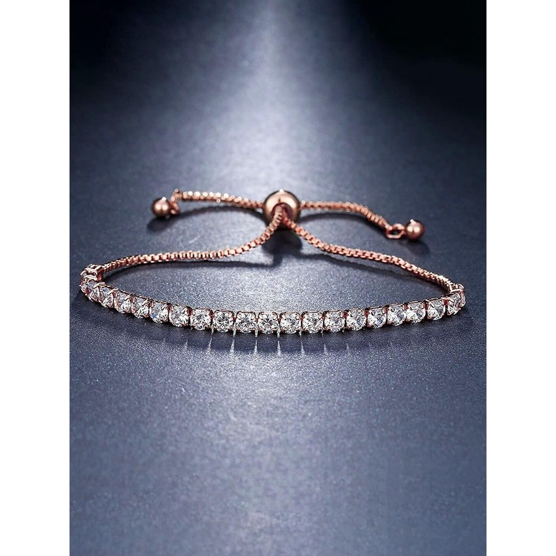 Peora Rose Gold-Plated Cubic Zirconia-Studded Rose Gold-Plated Charm Bracelet