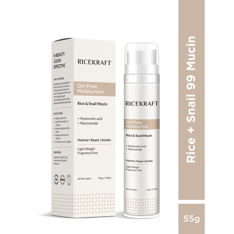 Ricekraft Rice & Snail Mucin Oil Free Korean Face Moisturizer with Hyaluronic Acid – 55g
