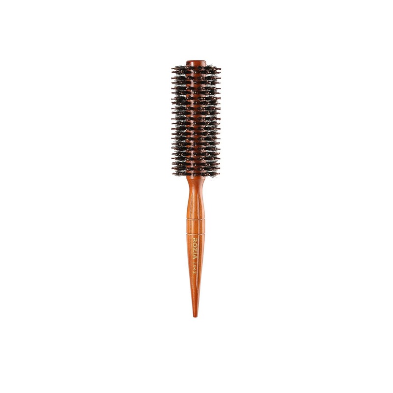 Rozia Pro Chestnut Wooden Round Hair Brush for Blow Drying – Brown