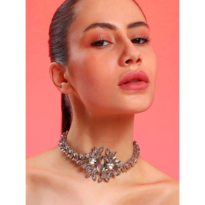 SOHI Gold-Plated Stones Studded Necklace