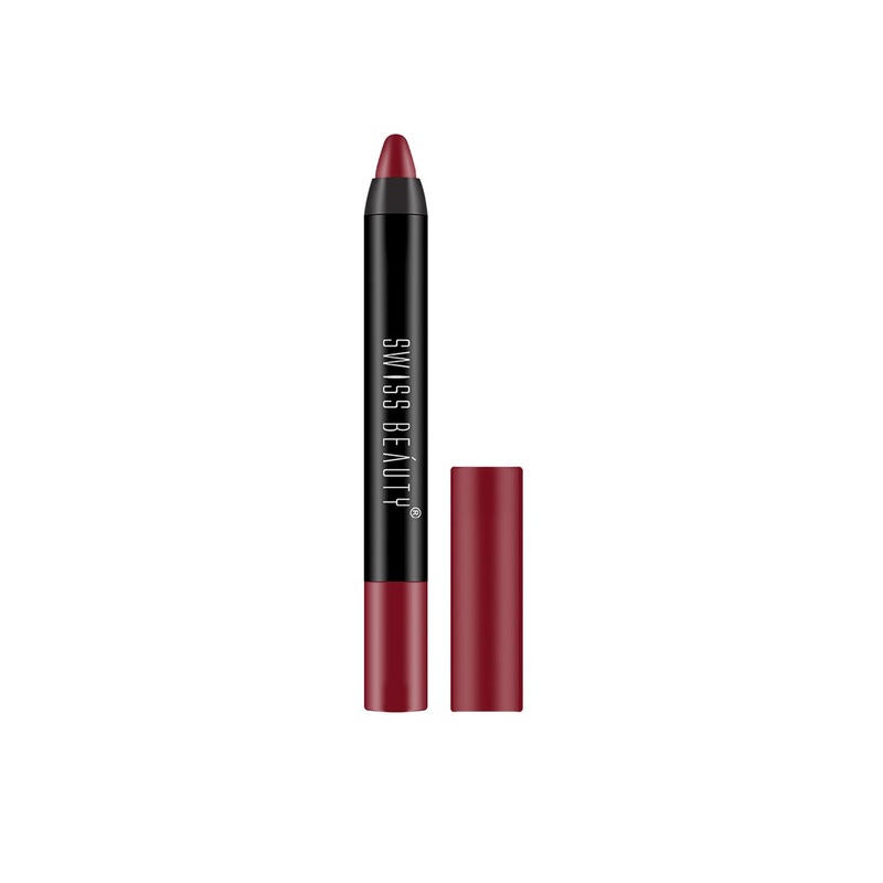 SWISS BEAUTY Non Transfer Matte Crayon Lipstick – Bloodshot Maroon