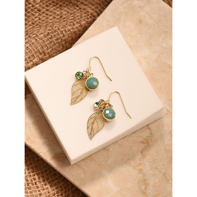 Accessorize Leaf Shaped Crystals Drop Earrings