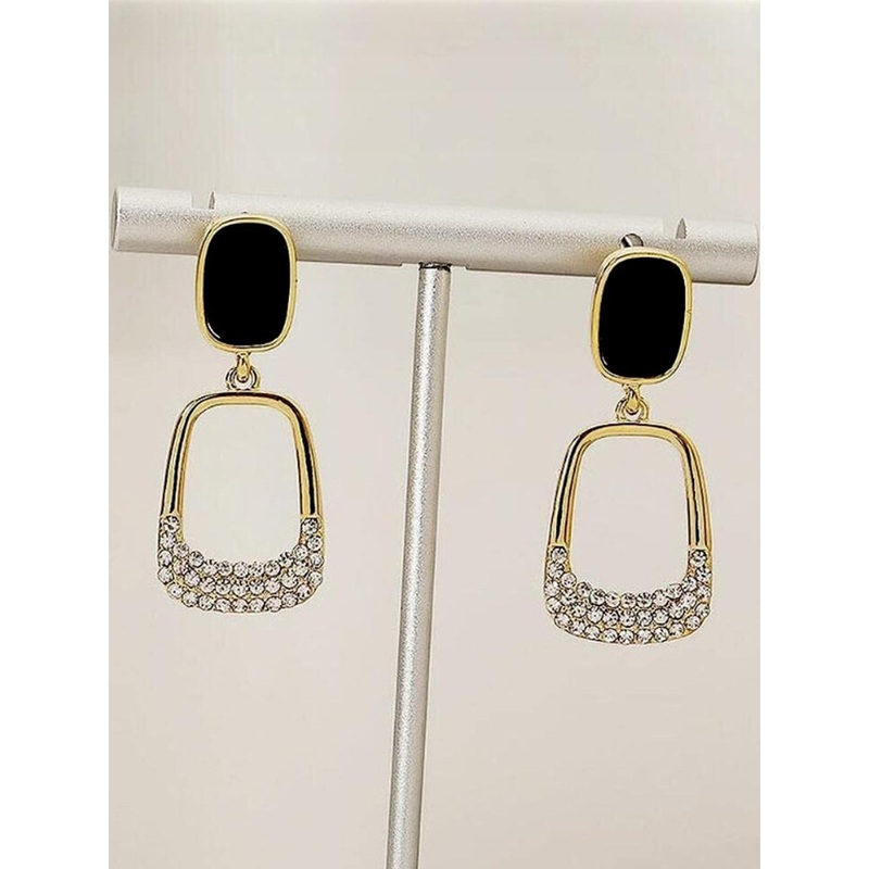 AKISON JEWELS Women Black & Gold-Toned Alloy Earrings