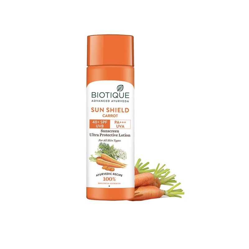 Biotique Sun Shield Carrot 40+SPF UVA UVB Sunscreen Ultra Protective Lotion – 120ml
