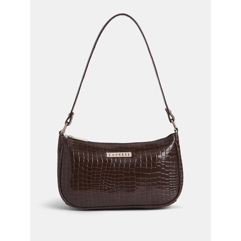 Caprese Animal Textured Baguette Shoulder Bag