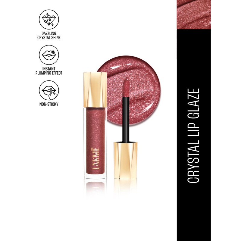 Lakme Glitterati Non-Sticky Hydrating Lip Glaze With Vegan Collagen 5ml – Caramel Drizzle
