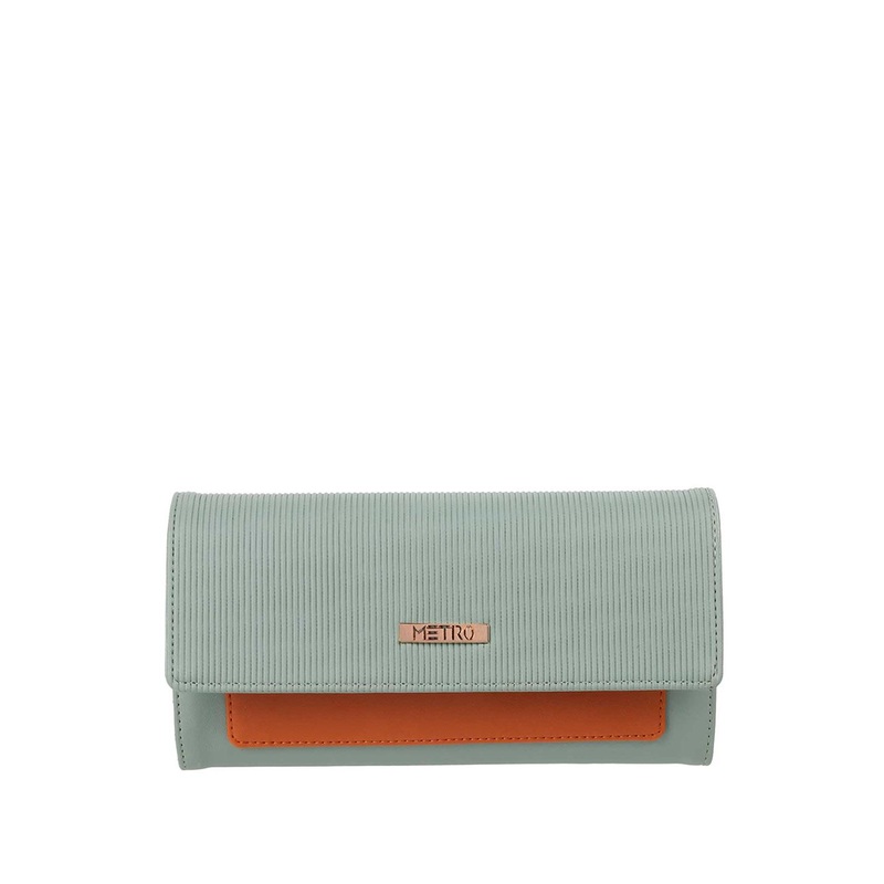 Metro Women Green Textured Envelope