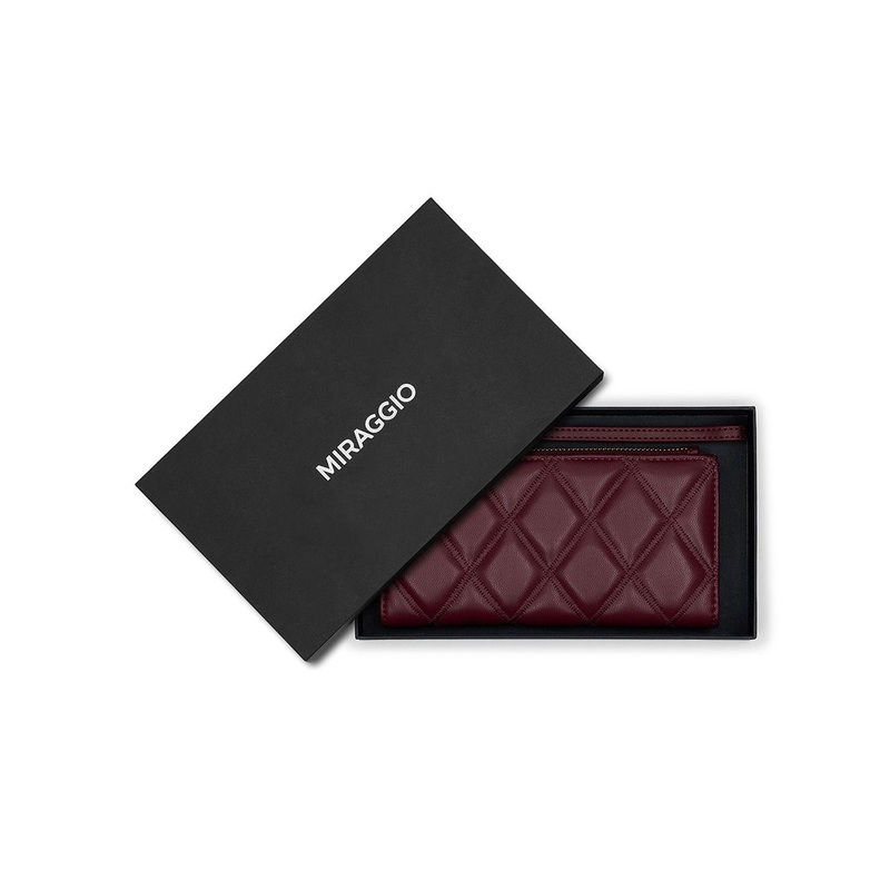 MIRAGGIO Amaya Wine Wallet With Zipper Closure