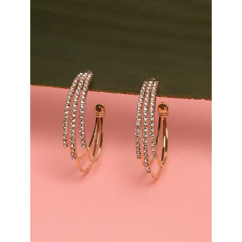 SOHI Gold-Plated Contemporary Half Hoop Earrings