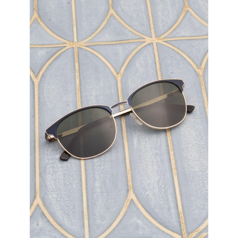 Ted Smith Unisex Blue-Green Polarised Lens Clubmaster Sunglasses