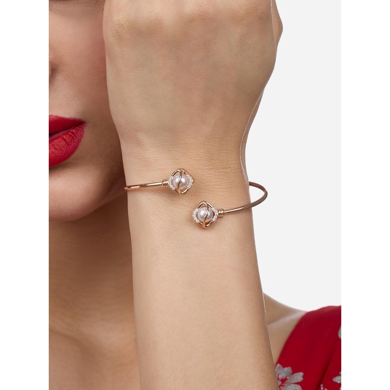 Zaveri Pearls Rose Gold-Plated Cubic Zirconia Kada Bracelet