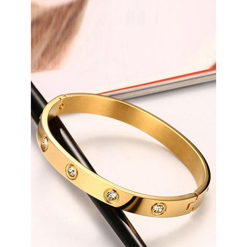 Designs & You American Diamond Gold-Plated Bangle-Style Bracelet