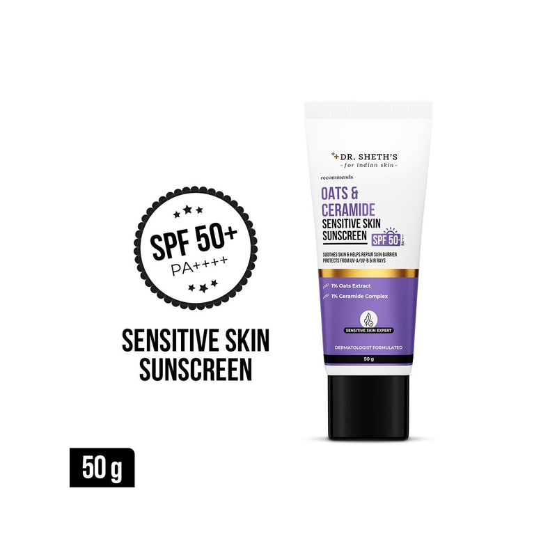 DR. SHETHS Oats & Ceramide Sensitive Skin SPF50+ PA++++ Sunscreen – 50g