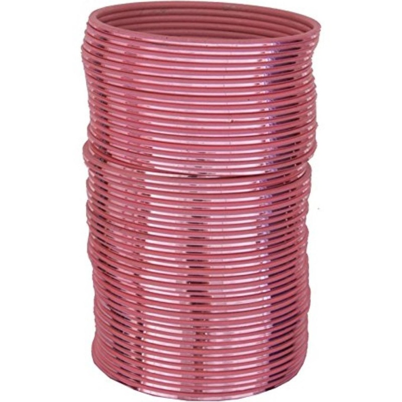 Guddan Set of 48 Gajri Pink Glossy Metal Bangles