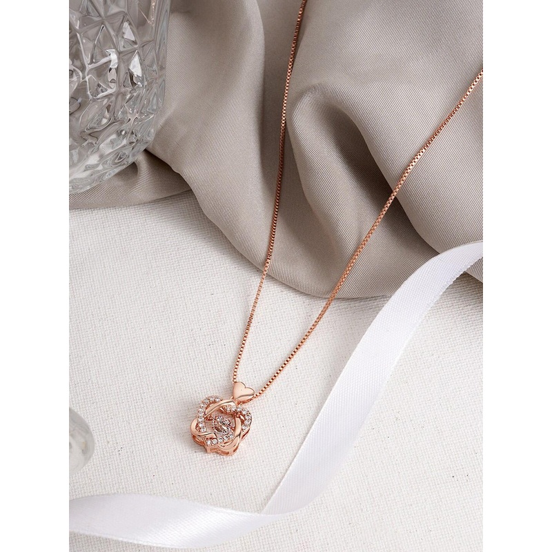 JOKER & WITCH Rose Gold-Plated & White Stone-Studded Pendant With Chain