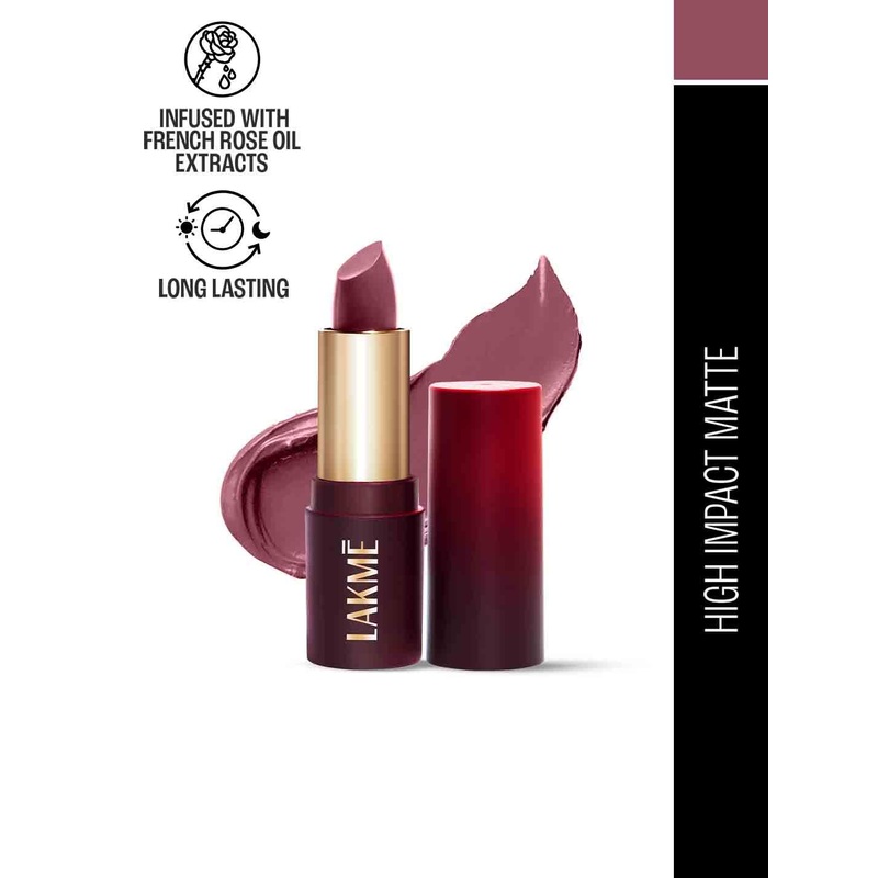 Lakme Forever Matte Long Lasting Lipstick With French Rose Oil Ext 4.5g – Mauve Envy CM3
