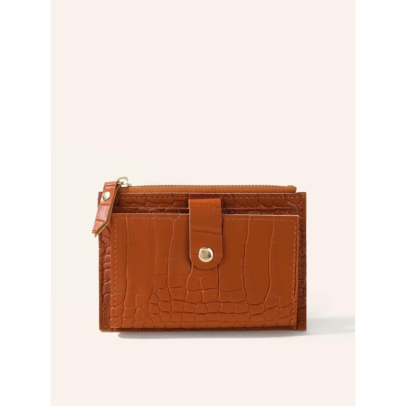 Mast & Harbour Brown Women Textured Zip Detail Card Holder