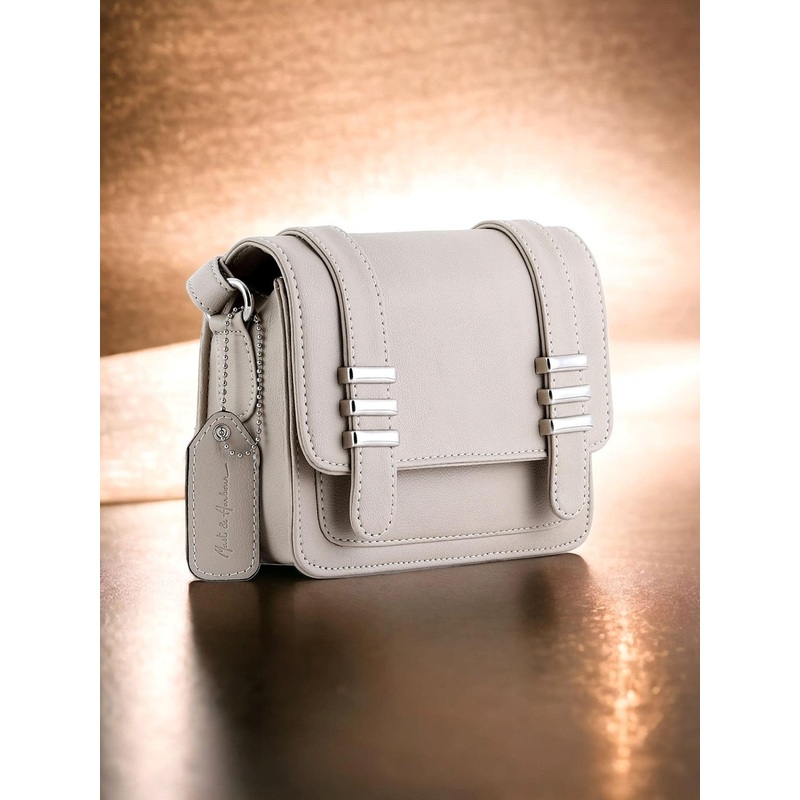 Mast & Harbour Off White PU Structured Sling Bag