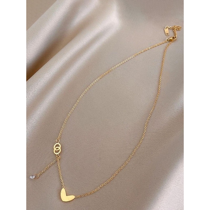 MYKI Gold-Plated Contemporary Stainless Steel Cubic Zirconia Pendants with Chains