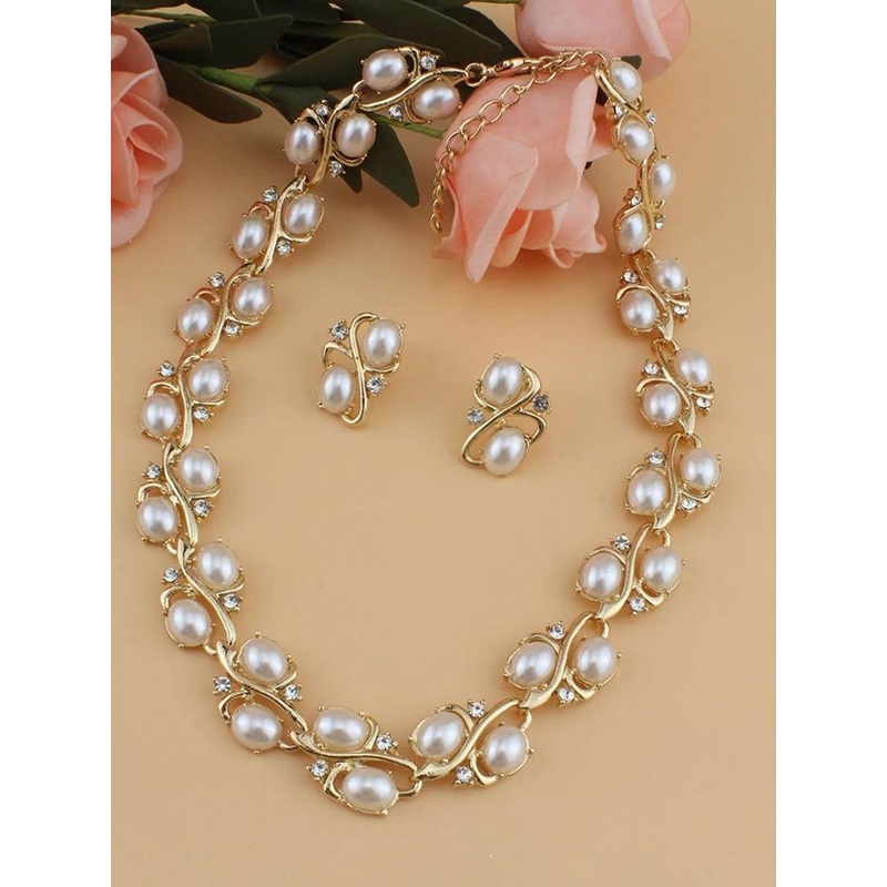 Shining Diva Fashion Gold-Plated Beaded Jewellery Set