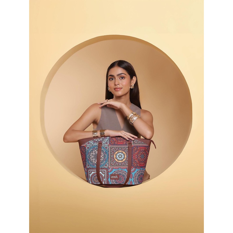 ZOUK Women Ethnic Motifs Printed Half Moon Sling Bag with Applique