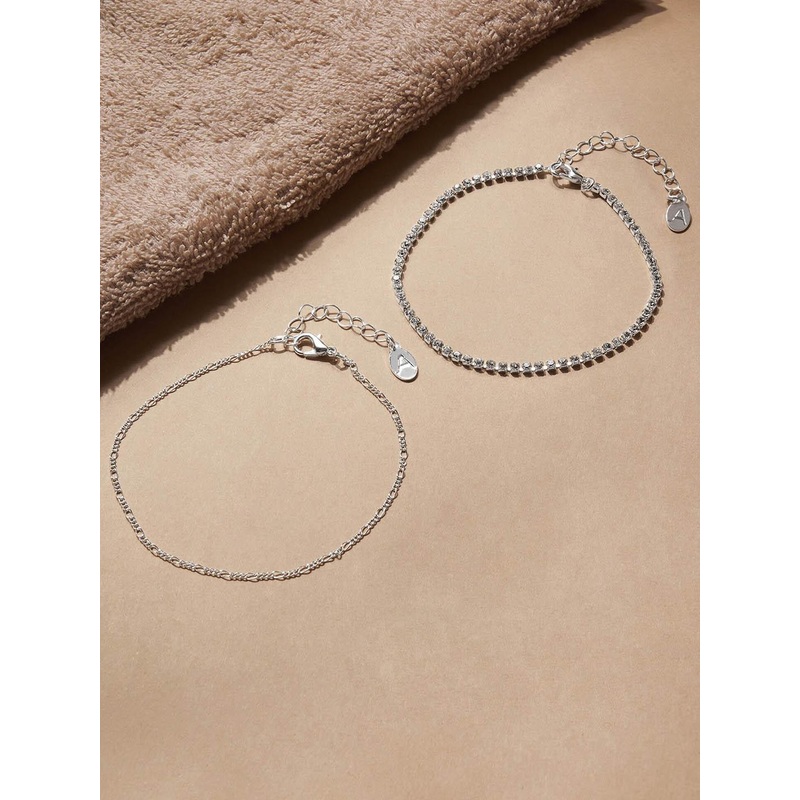 Accessorize London Women Pack Of 2 Cupchain Anklets