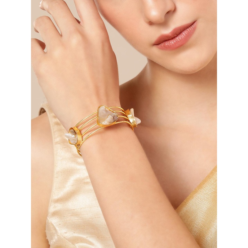 Anouk Mother of Pearl Gold-Plated Cuff Bracelet