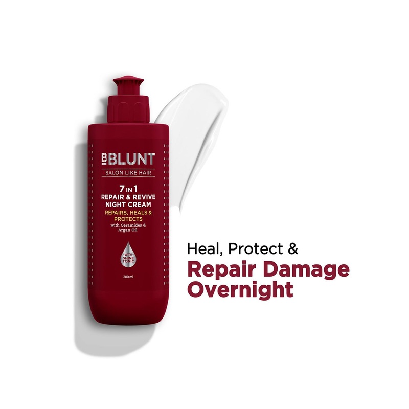 BBLUNT 7 In 1 Repair & Revive Night Hair Cream With Shine Tonic to Heal & Protect – 200 ml