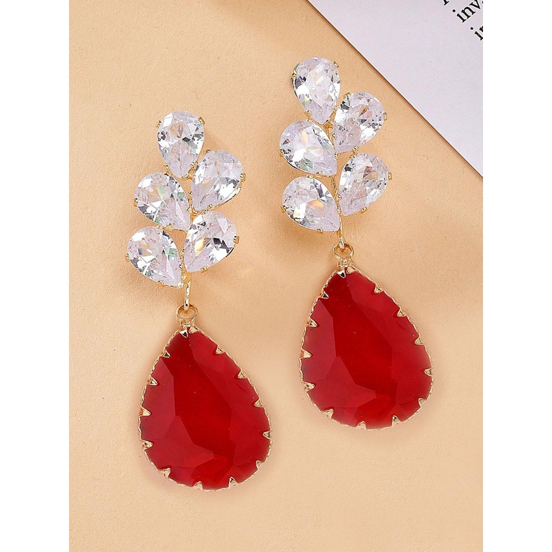 Bohey by KARATCART Set Of 2 Gold-Plated Contemporary Stone Studded Studs