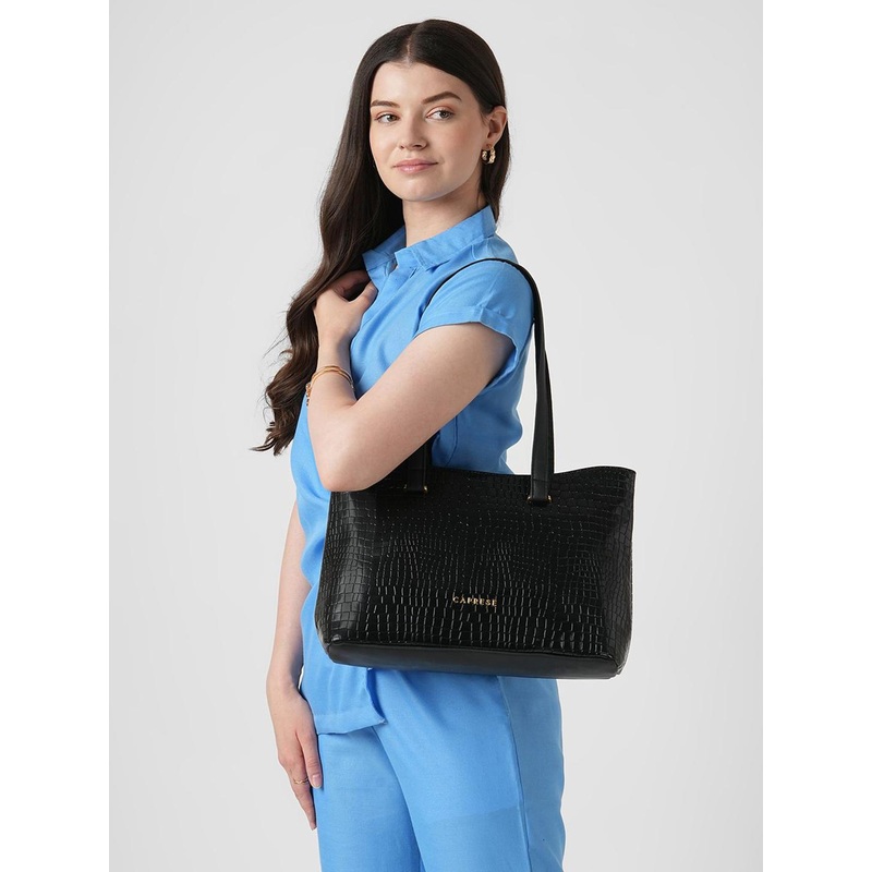 Caprese Women Suzie Black Tote Medium Bag with Comfortable Straps
