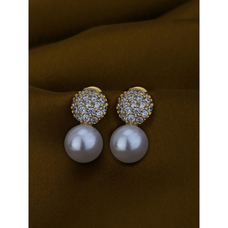 Carlton London 18kt Gold Plated with CZ Drop Earrings