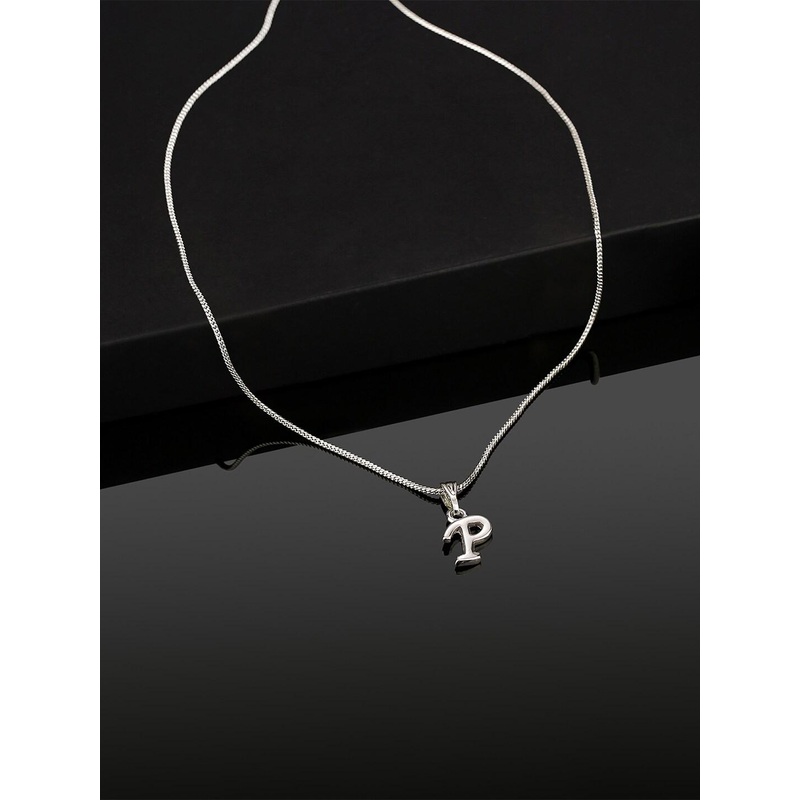 Estele Rhodium-Plated Initial P Pendant With Chain