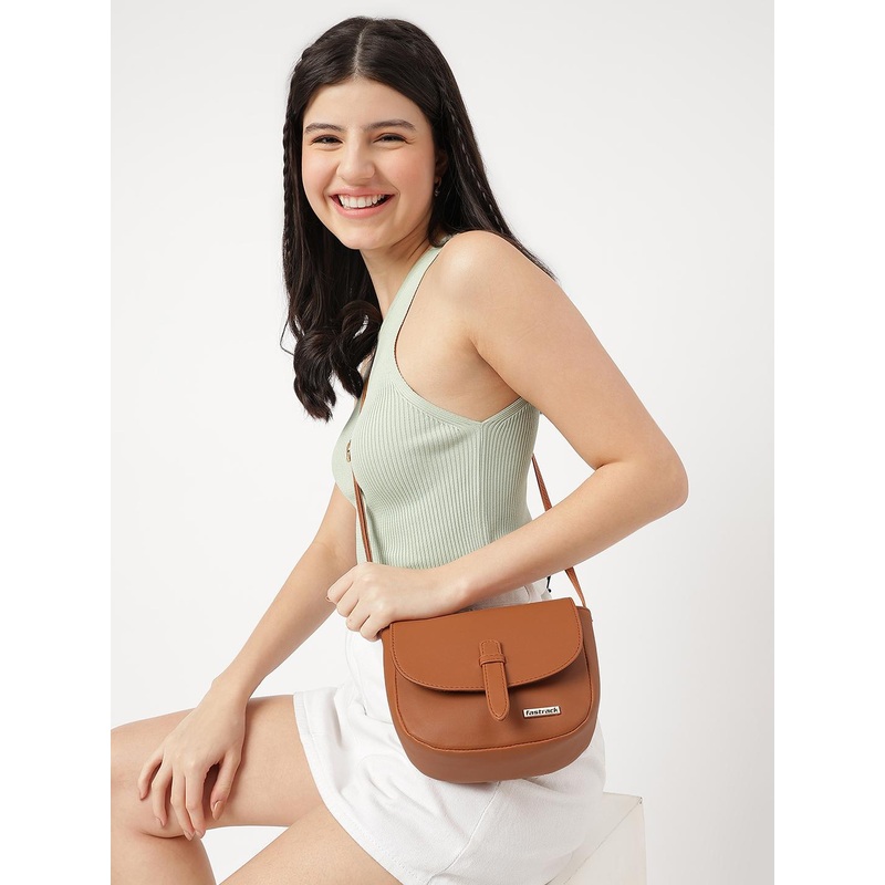 Fastrack Women Tan Solid Sling Bag