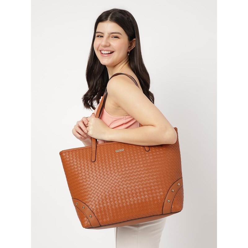 Fastrack Women Textured Oversized Tote Bag Large Zipper Compartment Fits Upto 15\